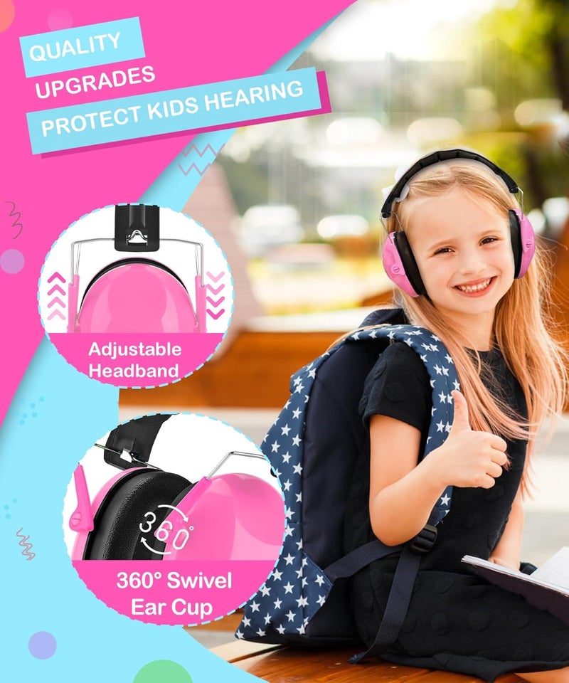 Zohan Kids Noise Cancelling Headphones - 25dB NRR Kids Ear Protection 2 Pack, Hearing Protection Safety Ear Muffs for School Monster Truck Fireworks Travel Studying Concerts Autism, Blue and Pink - Image 3